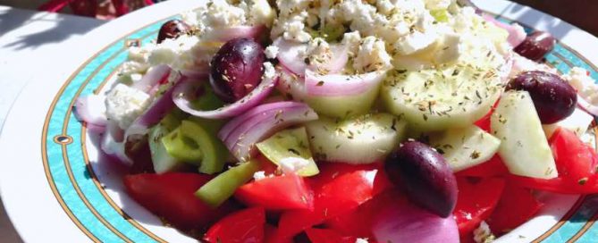 Greek salads with or without Feta cheese